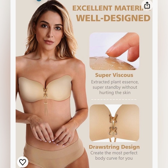 Sticky Bra Backless Strapless Push Up Invisible Lift 2 Pair NEW size B - Picture 3 of 6